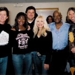 Left to right: Rodney Crowell, Ericka Dunlap (Miss America 2004), Vince Gill, Lane, Dobie Gray and Billy Ray Cyrus